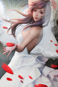 Asian White Dress 4k (800x1280) Resolution Wallpaper