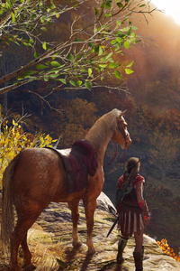 Assassins Creed Odyssey Fallen God Artwork 4k (320x568) Resolution Wallpaper