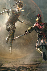 Assassins Creed Odyssey Fight 4k (1280x2120) Resolution Wallpaper