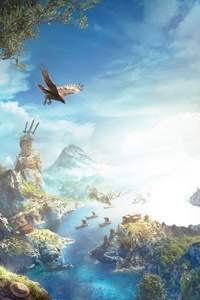 Assassins Creed Odyssey Nature Background Key Art 4k (320x568) Resolution Wallpaper