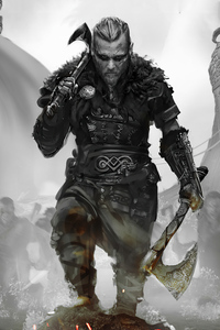 640x960 Assassins Creed Valhalla Game Monochrome