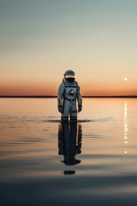 640x1136 Astronaut Knee Deep In Silence