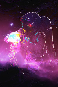 750x1334 Astronaut Nebula 4k