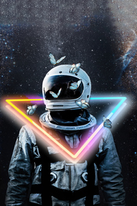 Astronaut Neon Galaxy 5k