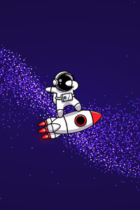 Astronaut Riding Over Rocket Illustration (750x1334) Resolution Wallpaper