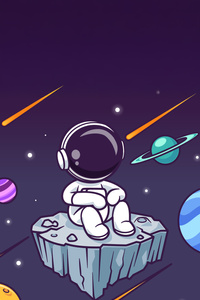 Astronaut Sitting On A Moon Watching (640x1136) Resolution Wallpaper