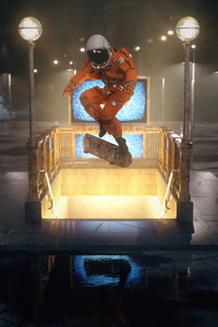 1080x1920 Astronaut Subway Skating