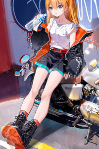 Asuka Langley Soryu As Biker 4k