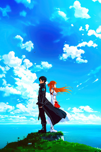 Asuna And Kirito Sword And Soul (1080x2160) Resolution Wallpaper