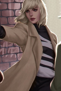 Atomic Blonde Girl With Gun Art (480x800) Resolution Wallpaper