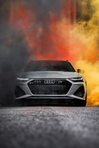 Audi Multicolor Smokegas Lighting Up The Road (640x960) Resolution Wallpaper