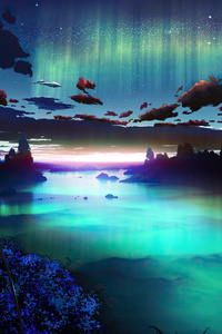 Auroa Emerald Green Sky 4k (640x1136) Resolution Wallpaper