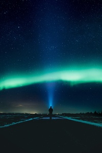 Aurora Sky Road Man Alone