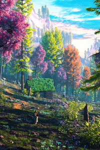 1080x2160 Autumn Forest Art 4k