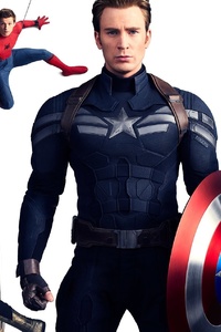 Avengers Infinity War Captain America Spiderman Nick Fury (640x960) Resolution Wallpaper