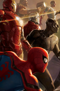 Avengers Infinity War D23 Artwork 8k (240x320) Resolution Wallpaper