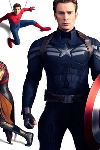 Avengers Infinty War Captain America Nick Fury Hawkeye Doctor Strange Falcon Wanda Maximoff Spiderman