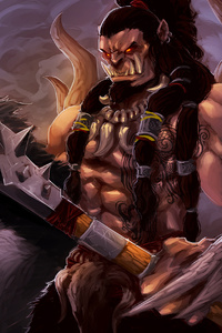 Axe Orc Warcraft Warrior Wolf (240x400) Resolution Wallpaper