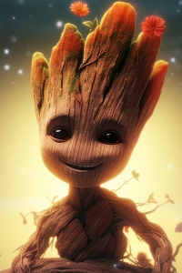 720x1280 Baby Groot Smiling