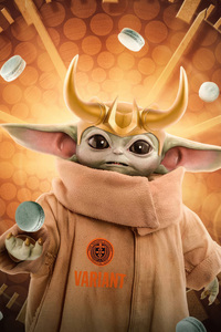 Baby Yoda In Loki Universe (720x1280) Resolution Wallpaper