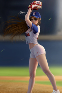 Baseball Girl (240x320) Resolution Wallpaper