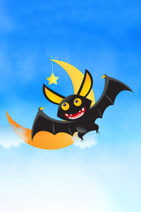 Bat Cute Illustration (240x320) Resolution Wallpaper