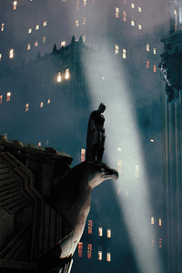 1242x2688 Batman Above Gotham City
