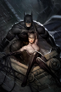 Batman And Catwoman Art (480x800) Resolution Wallpaper