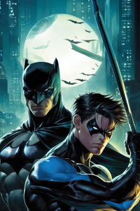 Batman And Nightwing Team Up (1242x2668) Resolution Wallpaper