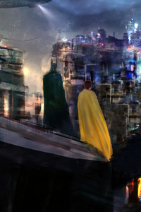 Batman And Robin Over Gotham City 4k