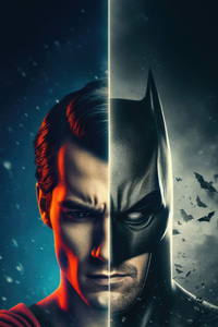 Batman And Superman Dynamic Clash (640x960) Resolution Wallpaper