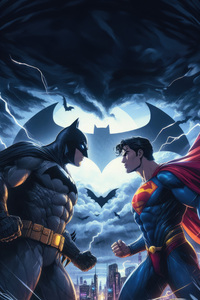 Batman And Superman Soar Together (1280x2120) Resolution Wallpaper