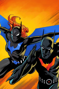 Batman Beyond With Lady Batgirl (320x480) Resolution Wallpaper