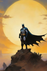 Batman Embracing The Rising Sun (750x1334) Resolution Wallpaper