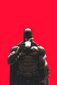 Batman Even Heroes Need A Tea Break (1242x2668) Resolution Wallpaper