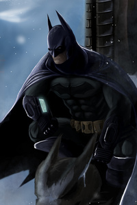 Batman Gargoyle Pose 4K (640x1136) Resolution Wallpaper