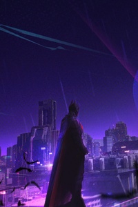 Batman In Gotham Rising Above (1440x2960) Resolution Wallpaper