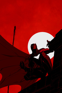 Batman Red Dark Theme (320x480) Resolution Wallpaper