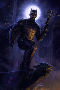 Batman Showcasing The Might (320x568) Resolution Wallpaper