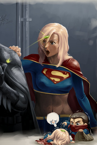 Batman Supergirl Funny Art 4k