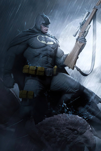 Batman With Gun Art 4k
