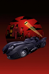 Batmobile Gotham City Minimal 8k (640x960) Resolution Wallpaper
