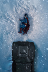 Batmobile Witnesses Superman Fall (800x1280) Resolution Wallpaper