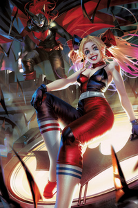 Batwoman And Harley Quinn (1080x2160) Resolution Wallpaper
