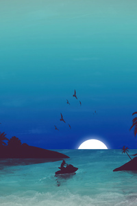 Beach Nights Minimal 4k (320x480) Resolution Wallpaper