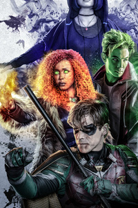 Beast Boy Raven And Starfire In Titans 2018