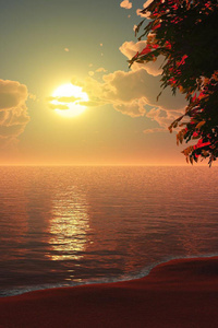 480x800 Beautiful Beach Sunset Artwork