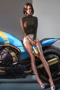 640x960 Beautiful Biker Anime Girl 5k