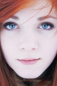 Beautiful Blue Eyes Red Head Girl 4k (1440x2960) Resolution Wallpaper