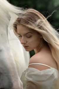 Beautiful Girl With Horse (750x1334) Resolution Wallpaper